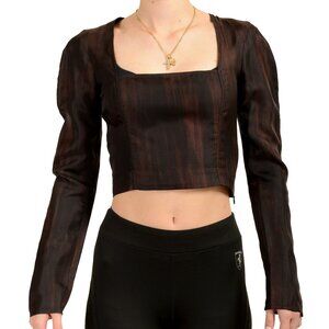 Scuderia Ferrari Women's Printed 100% Silk Long Sleeve Blouse Shirt US S IT 40